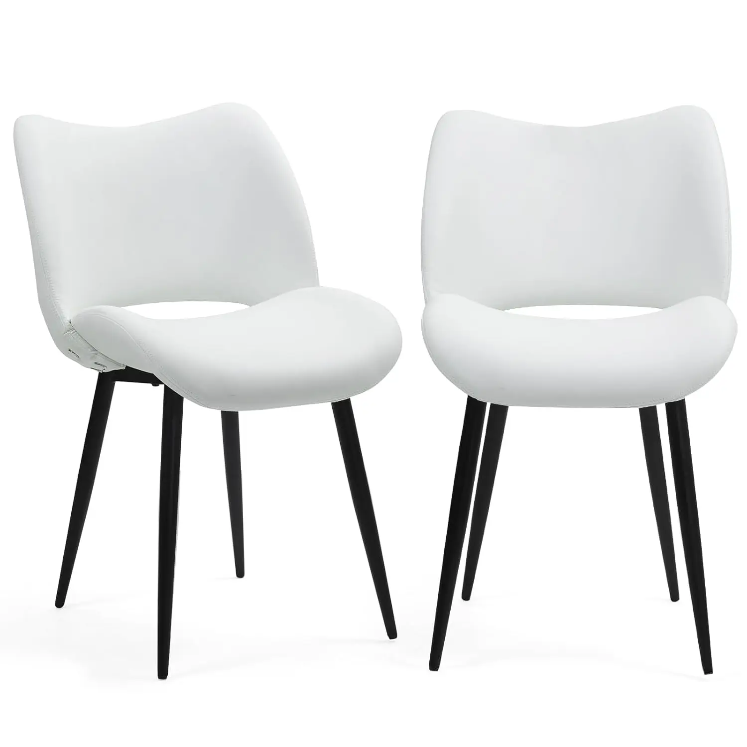 

Современные обеденные стулья с обивкой, комплект из 2 штук, из искусственной кожи PU, со средней изогнутой спинкой, для кухни, гостиной, спальни, белые, на заказ