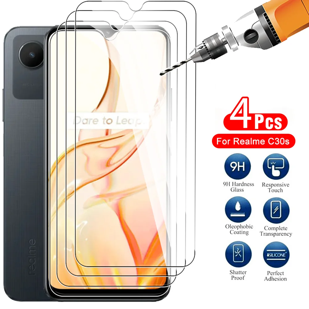 4 шт. 9H стекло для Realme C30s C30 C31 C33 C35 4G закаленное стекло Realmy C 30 30S 31 33 35 RealmeC30s Защитная пленка для экрана