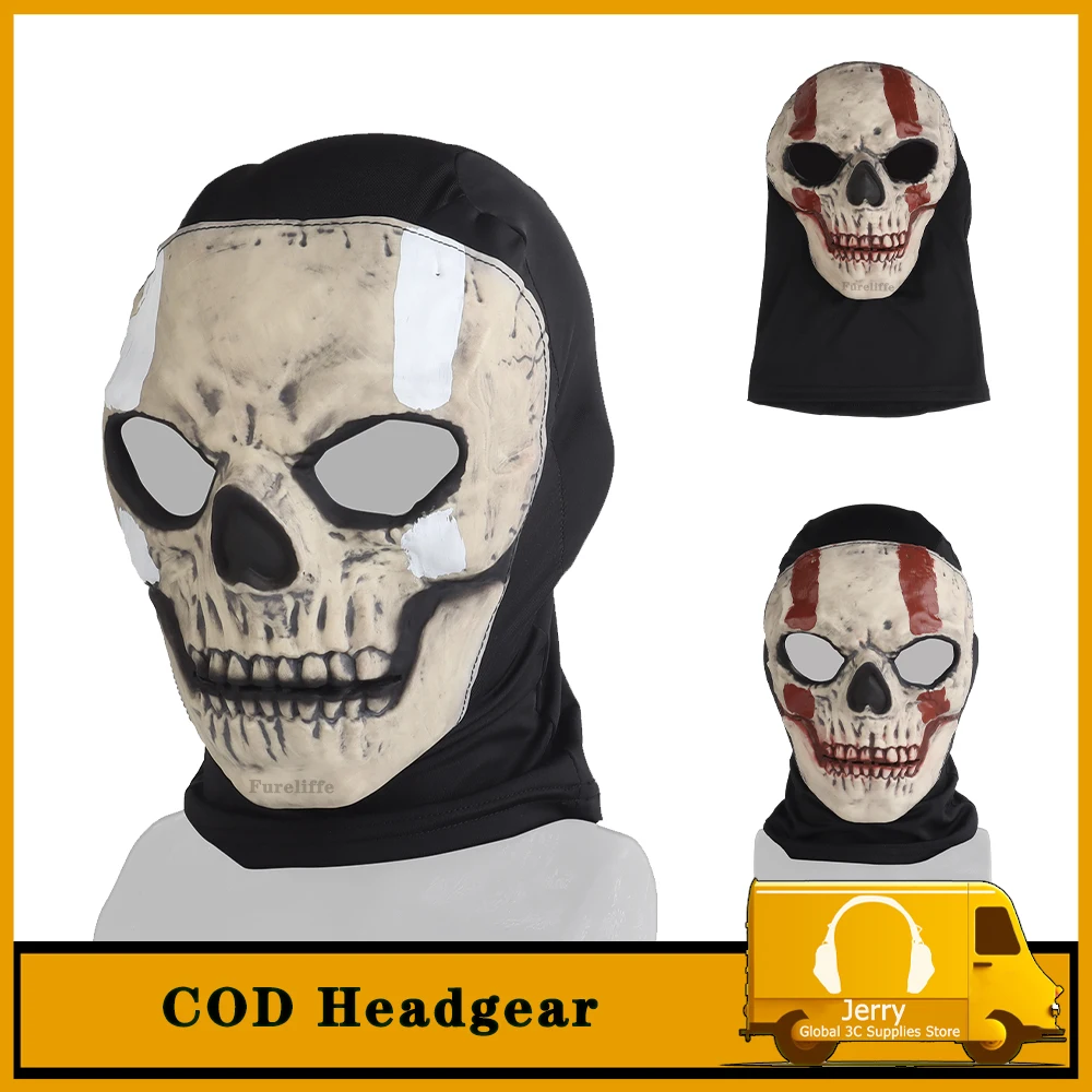 Halloween Ghost Adult Ghost Face Mask COD Skeleton Silicone Horror Headgear Breathable Elastic Skiing, Hunting,Battlefield,Games