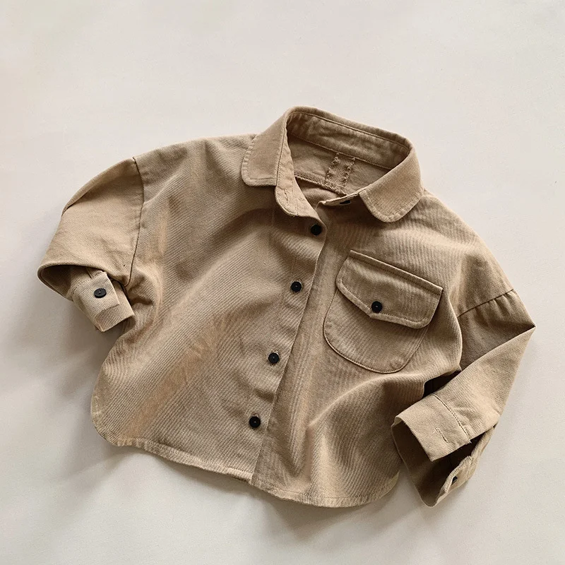 

Girls Baby's Kids Blouse Coat Jacket Outwear 2024 Brown Spring Autumn Shirts Cotton Gift Party Christmas Gift Children's Clothin