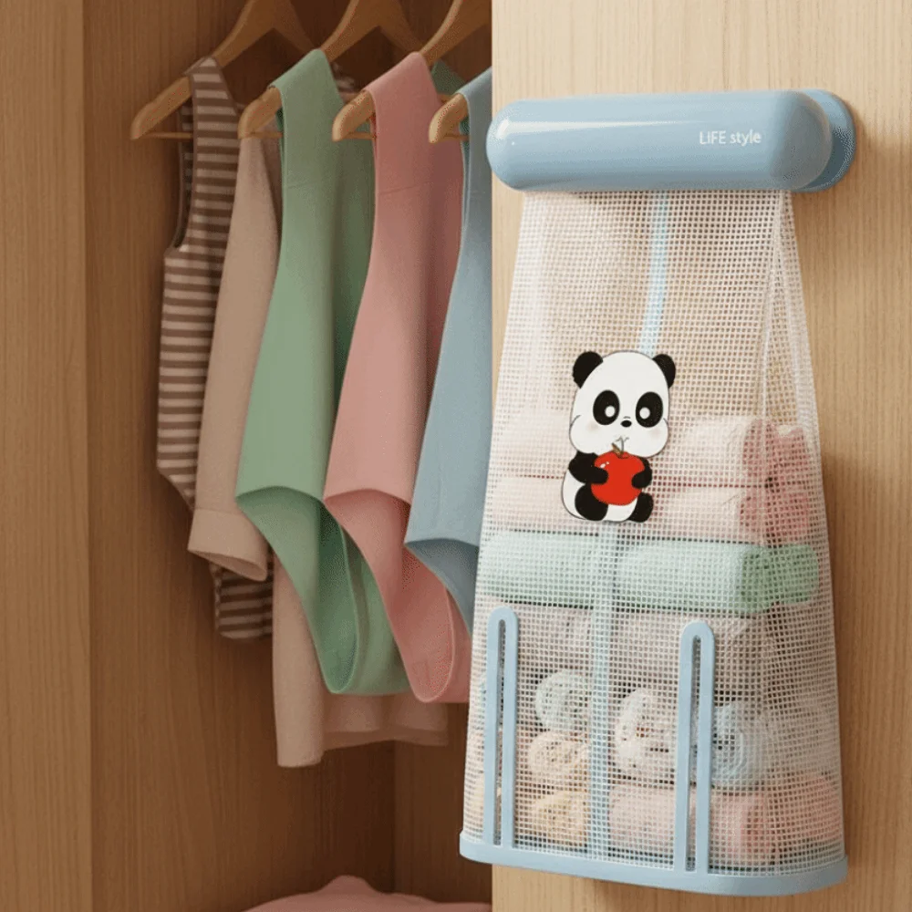 

Cartoon Underwear Storage Hanging Bag Large Capacity Wall Mounted Underwear Socks Storage Bag Space Saving Breathable