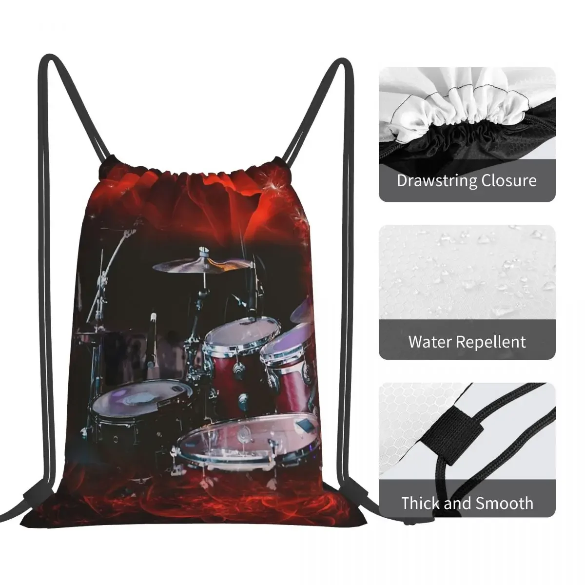 Drummers Dreams Backpacks Casual Portable Drawstring Bags Drawstring Bundle Pocket Sports Bag BookBag For Travel Students