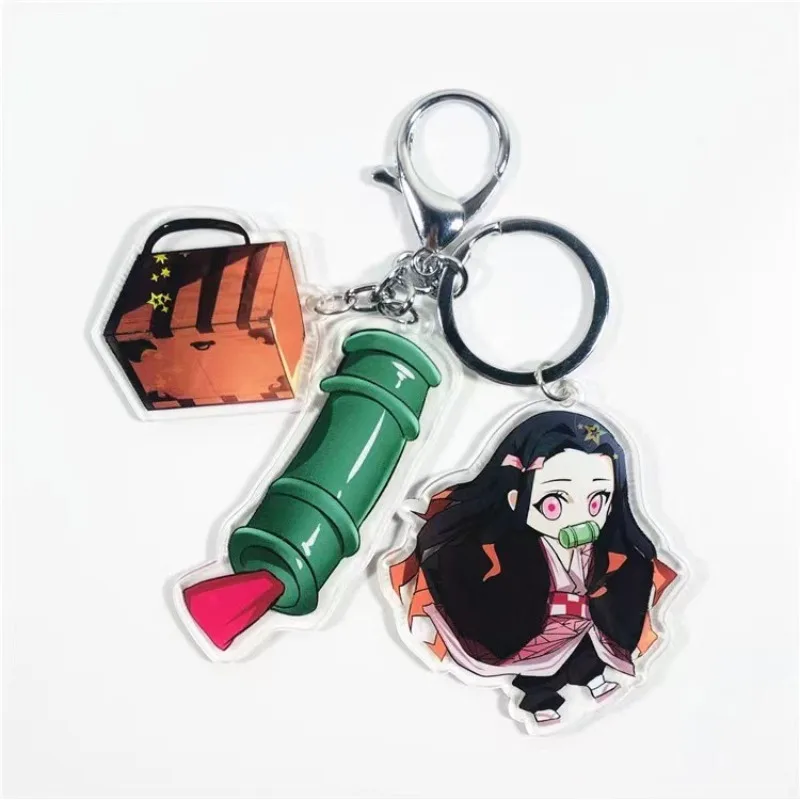 Demon Slayers Kimetsu No Yaiba Acrylic Keychain with Katana Blade Tanjiro Zenitsu Nezuko Anime Merch Charm Collectible Gift