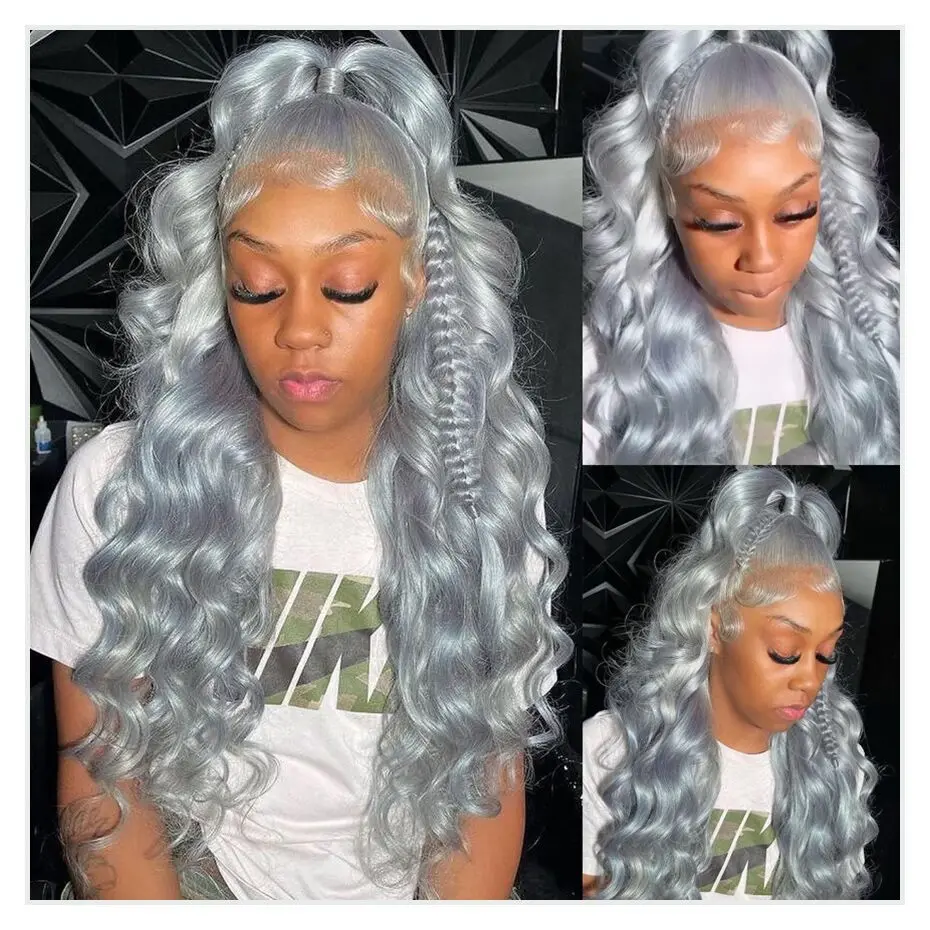 Grey Lace Fronts Wigs Human Hair 613 Hd Lace Frontal Wig 13x6 Vietnamese Raw Hair 30 40 Inch Body Wave Human Hair Wigs