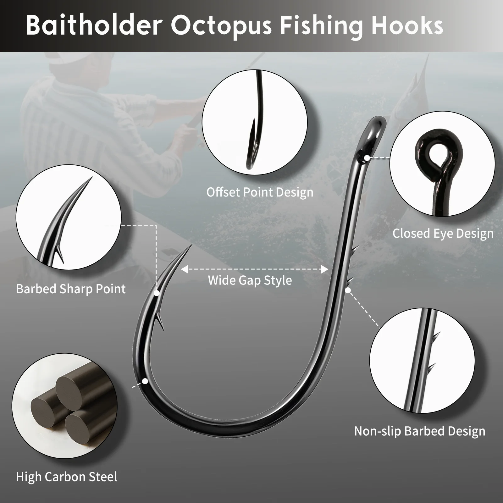 FishTrip Fishing Hook Octopus Baitholder Fishing Hooks 50-100pcs Sharp  Barbed High Carbon Steel Offset Circle Hook for Saltwater - AliExpress 18