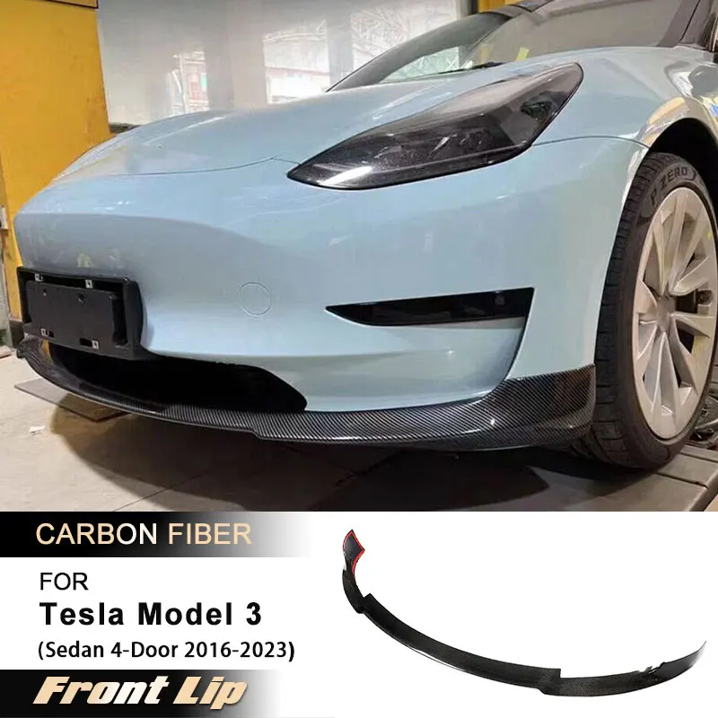 

Car Front Bumper Lip Spoiler For Tesla Model 3 Base Sedan 4-Door 2016 - 2023 Long Range Front Lip Gloss / Matte Carbon Fiber