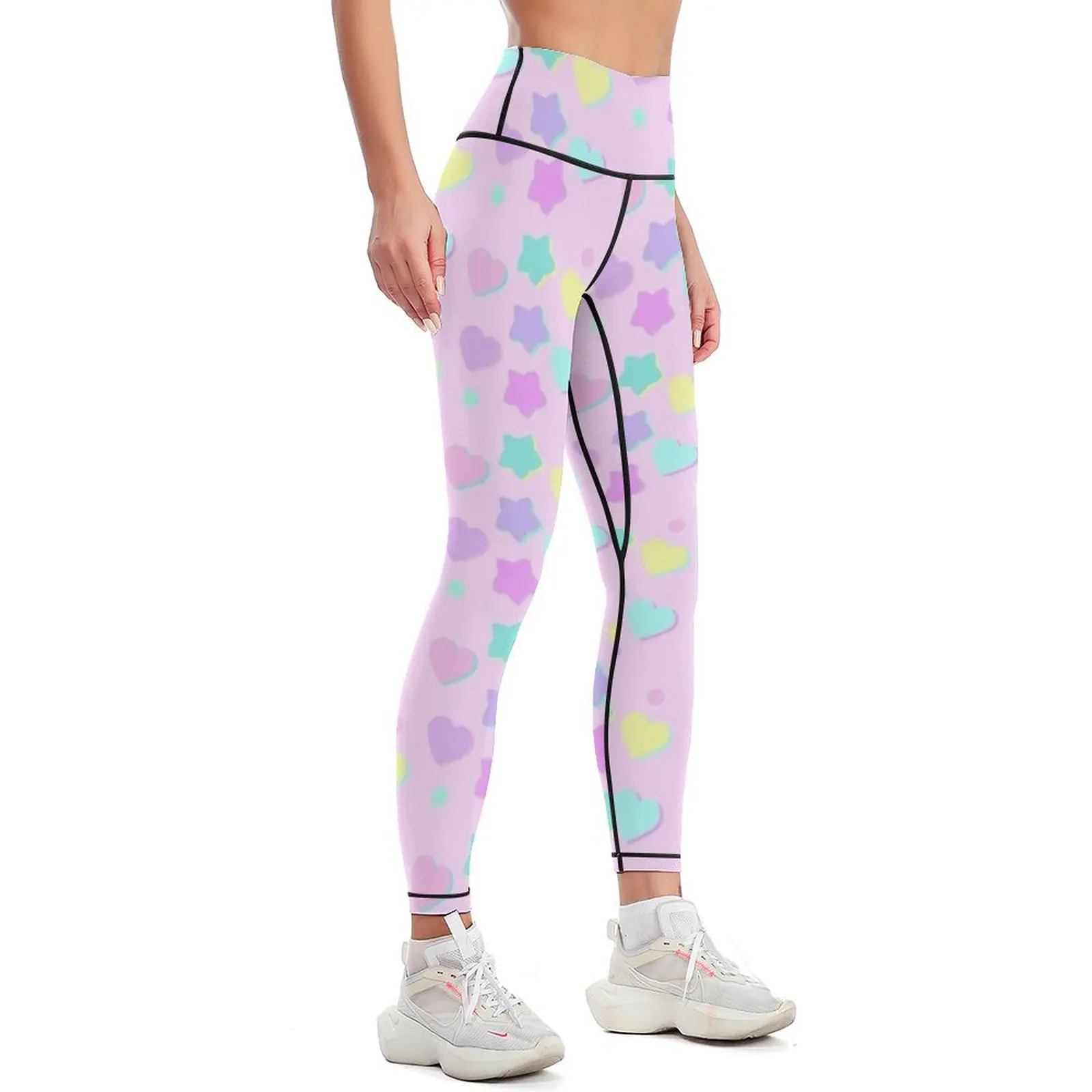 Candy hearts and stars! Pink ver. Leggings for girls Women's tights Womens Leggings