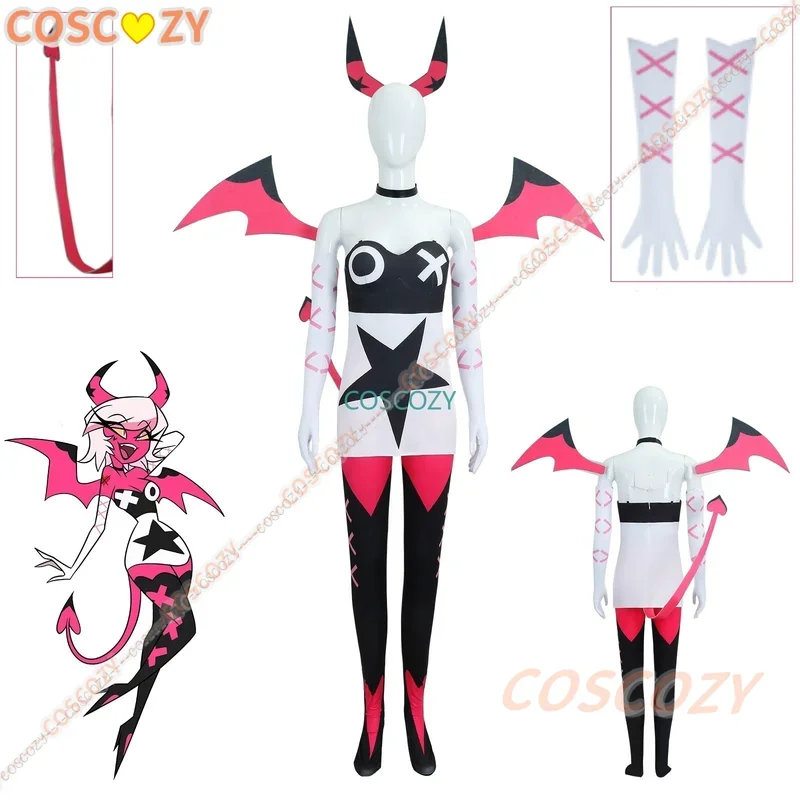 Verosika Mayday Cosplay Costume Hazbin Uniform Suit Demon Tail Women Kids Halloween Carnival Dress