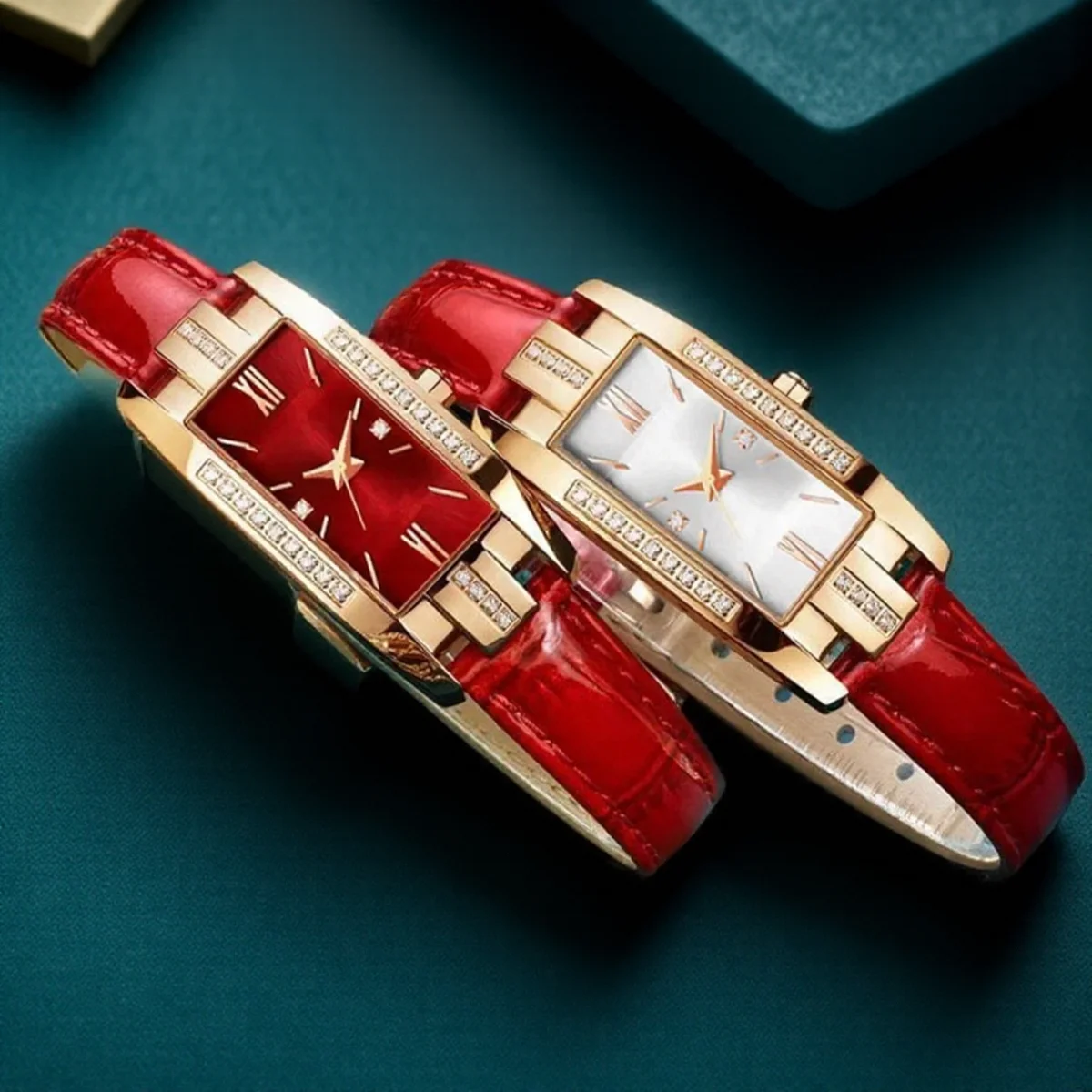 Reloj de pulsera de cuarzo con diamantes de imitación barrocos para mujer, reloj analógico con puntero rectangular, regalo para mamá o ella