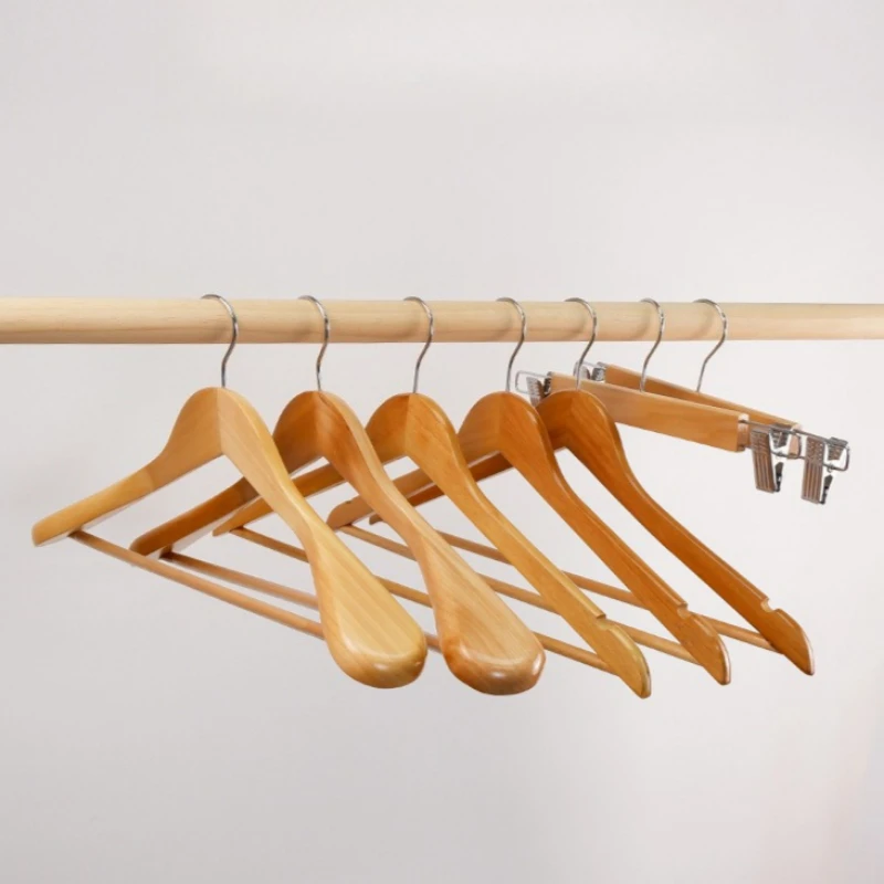 

1PCS Large Wide Shoulder Wooden Clothes Hanger Seamless Suit Coat Hanger Home Clothing Store Clothes Hanger