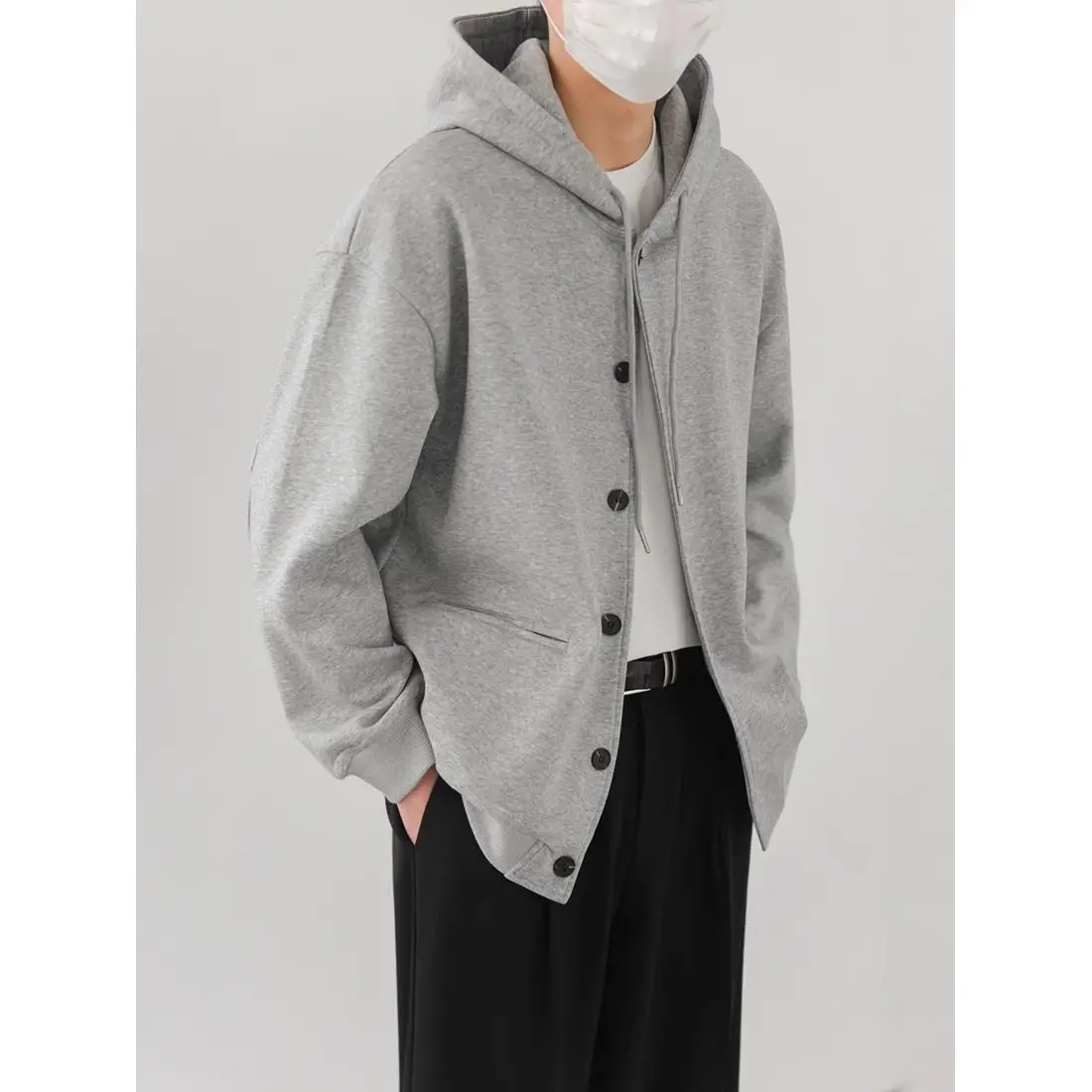 Autumn Oversized Heavyweight Casual Loose Hooded Cardigan Sweatshirt Men's Loose Casual Cardigan.