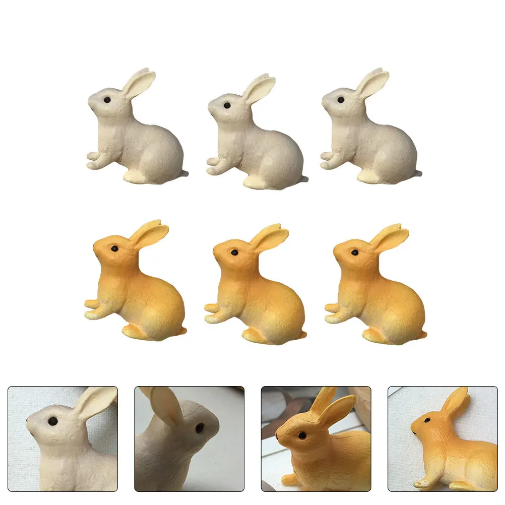 

6Pcs Eco Friendly Simulation Rabbit Vivid Color Curiosity Attractive Kids Imagination Development Resin Animals Statue Desktop