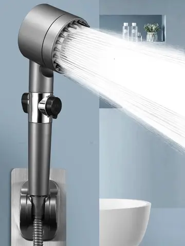 High Pressurized Filter Shower Head 3-mode Adjustable Spray with Massage Brush Rain Faucet Bathroom Accessories