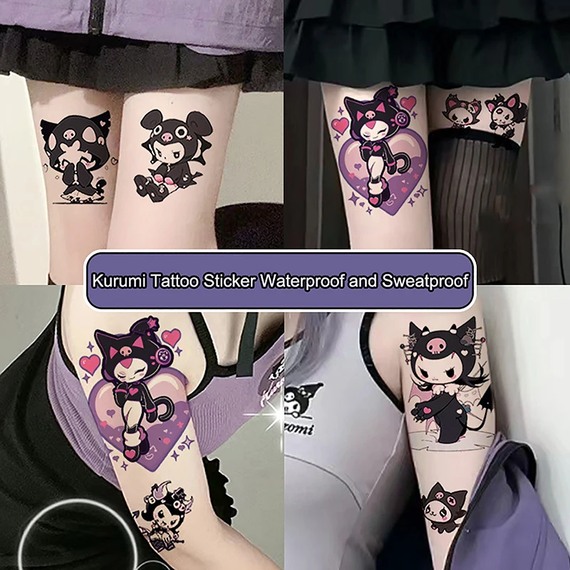 1 Sheet DIY Decoration Sanrio Various Cute Kuromi Flower Arm Waterproof And Long-lasting Tattoo Cartoon Stickers