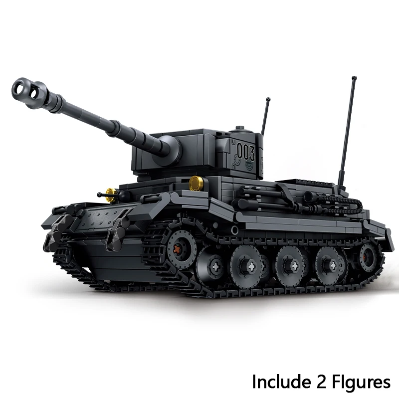 

Porsche Tiger Tank Military WW2 Army Main Battle Soldiers German Armored Vehicle Building Blocks Bricks Set For Children Boys