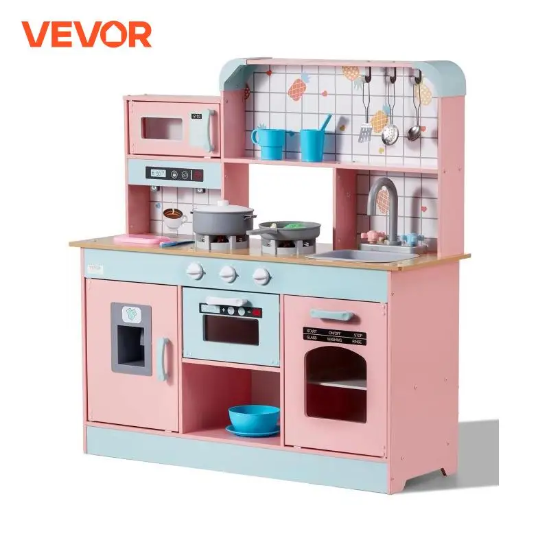 VEVOR Pretend Play Cooking Toy for Kids Chef Playset Kitchen Accessories with Lights & Sounds for Toddles Girls Boys Ages 3+