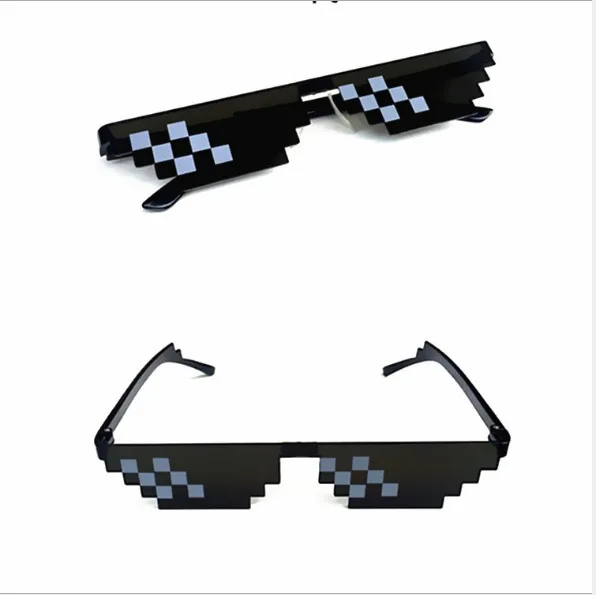 MOONBIFFY Funny Glasses Women Men Polygonal Brand Thug Life Sunglasses Mosaic Masculine 8 Bits Style Pixel Sun Glass Fashion
