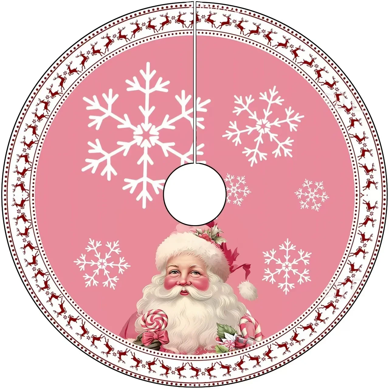 

60cm Pink Christmas Tree Skirt Xmas Snowflake Santa Claus Elk Noel Tree Skirt Navidad New Year Merry Christmas Tree Skirts