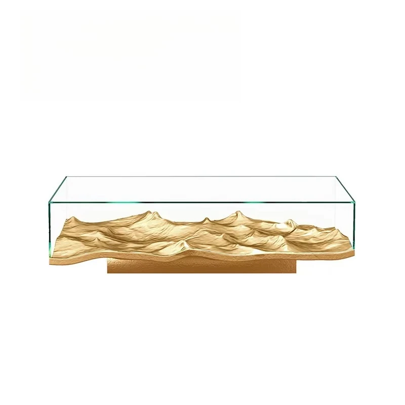 

Base water ripple waveform irregular shape glass mirror center table