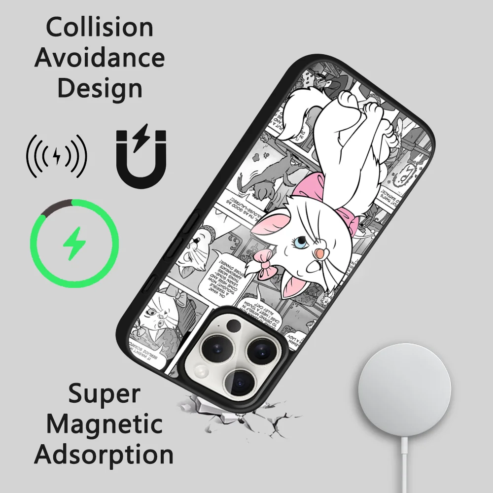 Cartoon Movie The Aristochats Phone Case, Magsafe Mirror, Wireless Magnetic Cover, iPhone 16, 15, 14, 13, 12, 11 Pro Max Plus, Mini