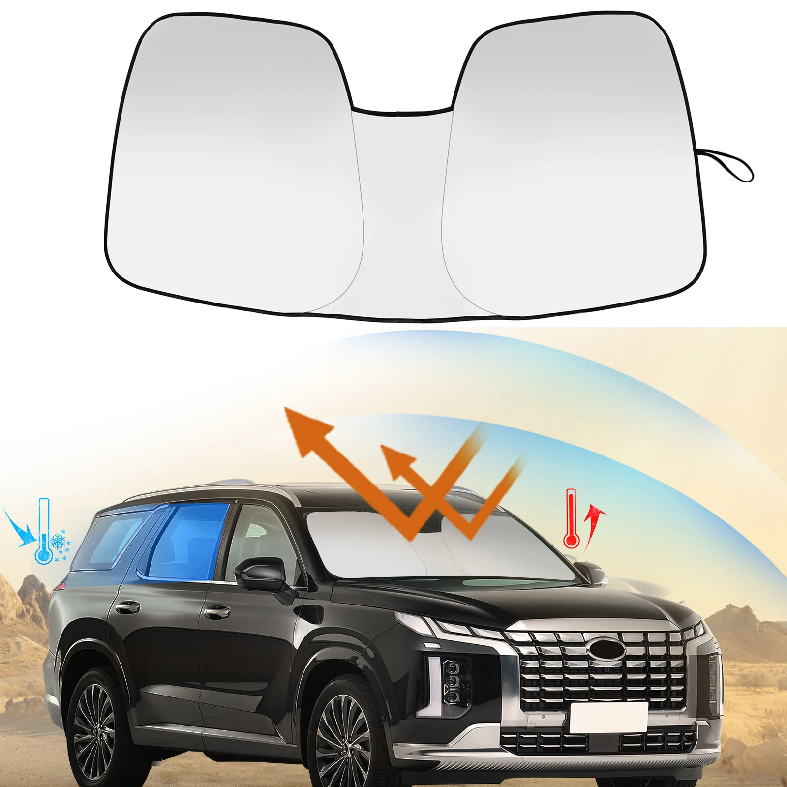 Car Windshield Visor Sunscreen Window Sun Shade Blocks Parasol Coche UV Rays Driver Protection For Hyundai Palisade 2020-2025