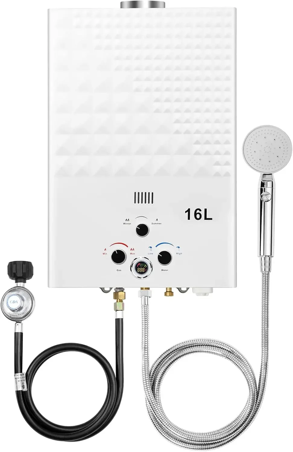 Water Heater Propane 4.21GPM 16L Outdoor Portable GasHot Water Heater Instant Propane Water Heater with Digital Display Multi-Pr