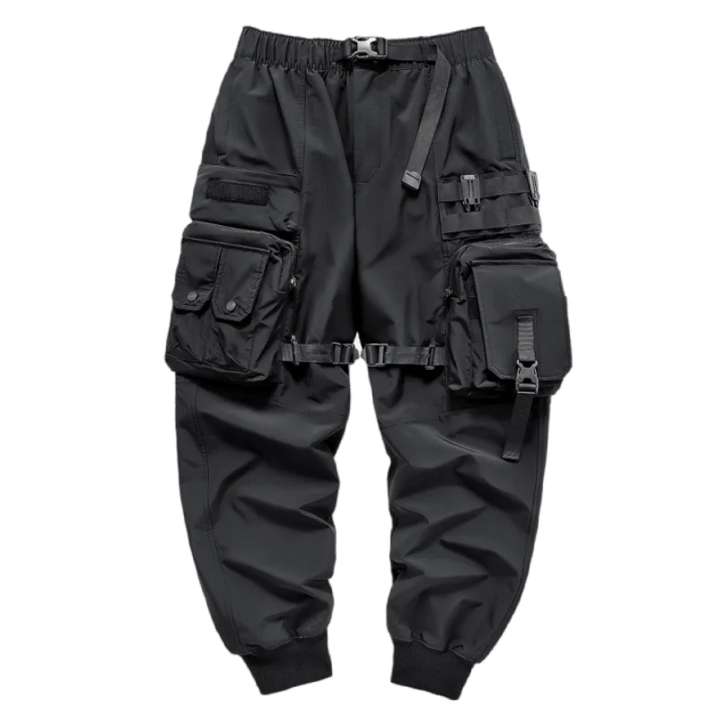 Herbst und Winter Männer und Frauen Techwear-Stil Overalls Multi-Pocket High Street lose knöchel gebundene Freizeit hose schwarze Hose