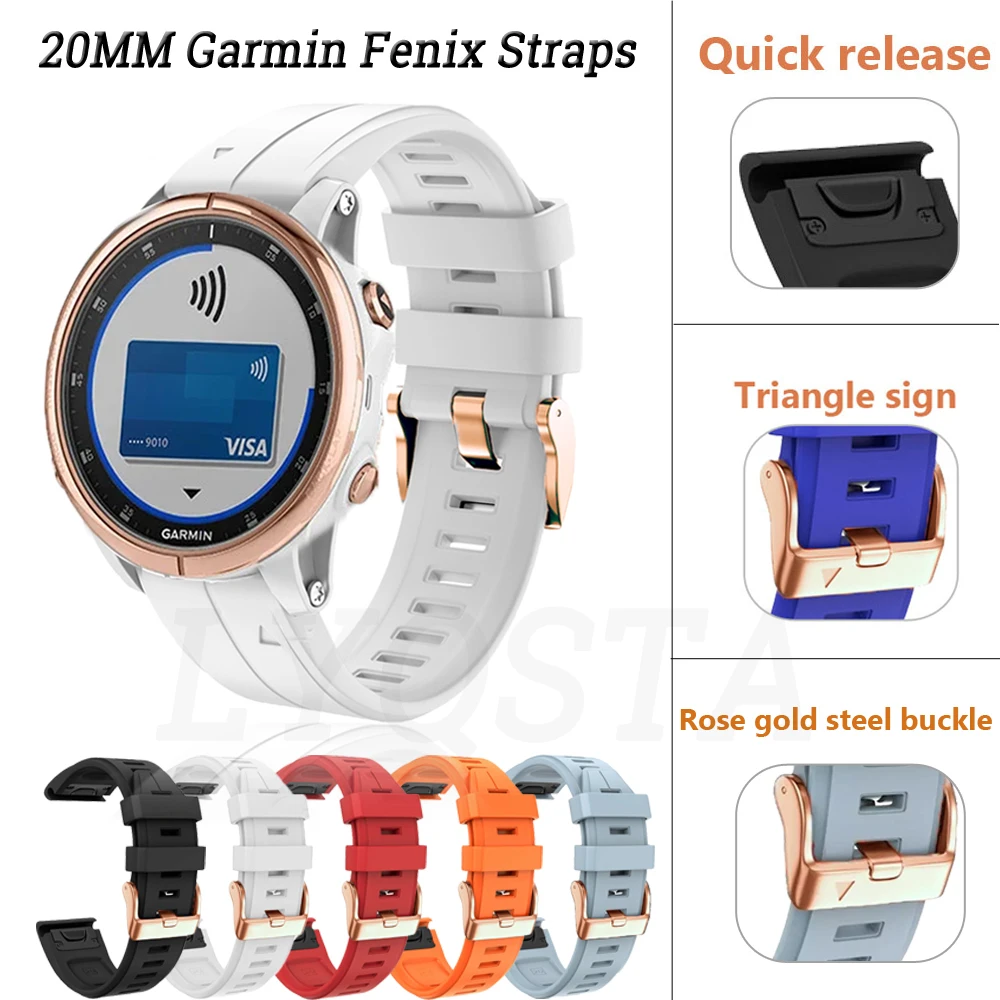 

20mm For Garmin Fenix 6S 5S Watchband Bracelet For Fenix 6S Pro 5S Plus Smar Watch Strap Silicone Quick Replacement Wrist Band