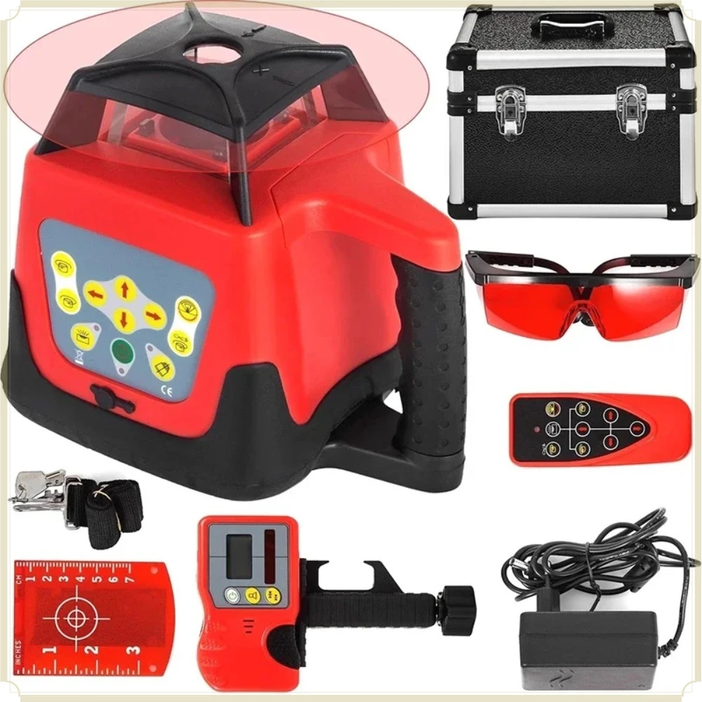 360 ° مستوى ليزر دوار أحمر ذ - مراجعة Rotary Laser Level 500M Range وسعره