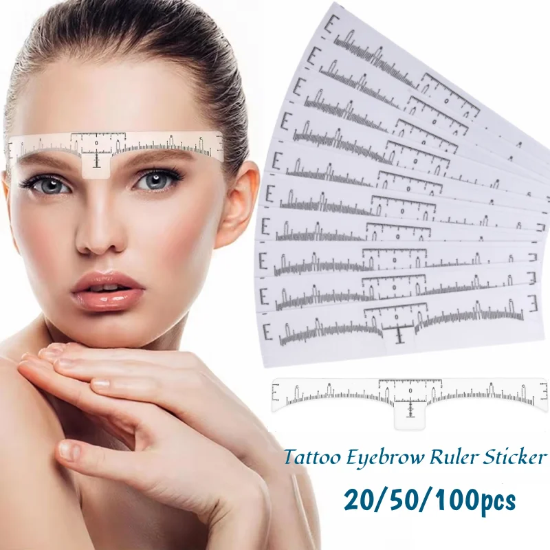 

20-100pcs Eyebrow Ruler Stickers Disposable Adhesive Measurement Stencils for Microblading Tattoo Brow Makeup Tools Salon Use