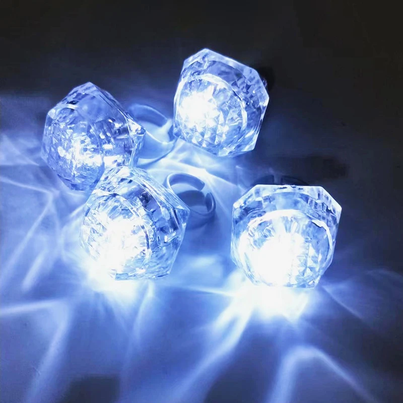 

20/100/1000PCS LED Flash Diamond Rings White Creative Neon Flashing Glow 3 Modes Flash Rings for Wedding Birthday Party Supplies