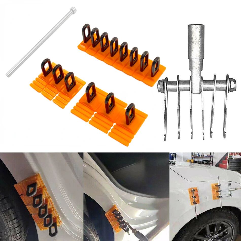 New Paintless Glue Puller Tabs Dent Car Repair Tool Vehicle Dent Removal Repairing Tool Set Orange Dent Puller Kit