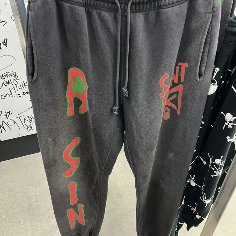 24ss Hip Hop New SAINT Sweatpants High Quality Washed Do Old Graffiti Letter Printed Saint Casual Pants Men Women Same Style