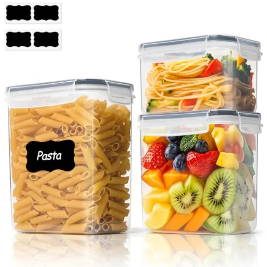 

Food Storage Containers with Lids Set of 3 2L/2.1Qt (1.4L/1.5Qt) (0.8L/0.8Qt), Airtight Food Storage Container, Plastic Caniste