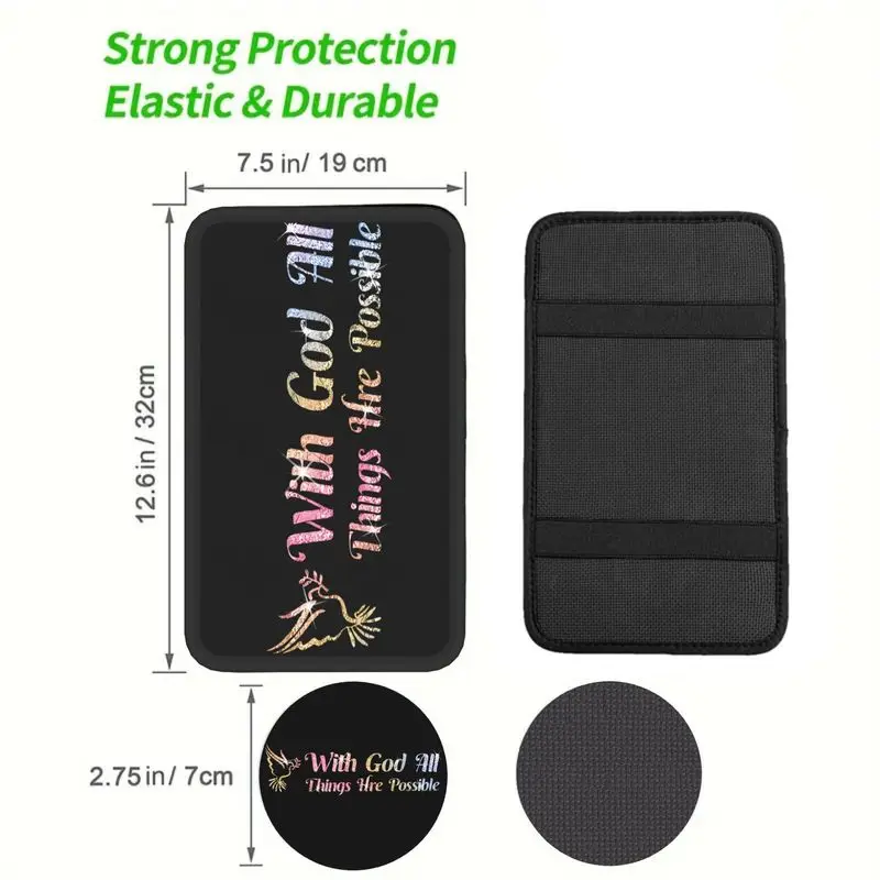 3pcs 'with God All Things Possible' Armrest Cup Holder Combo Set Car Interior Additions And Decorations for Men And Women