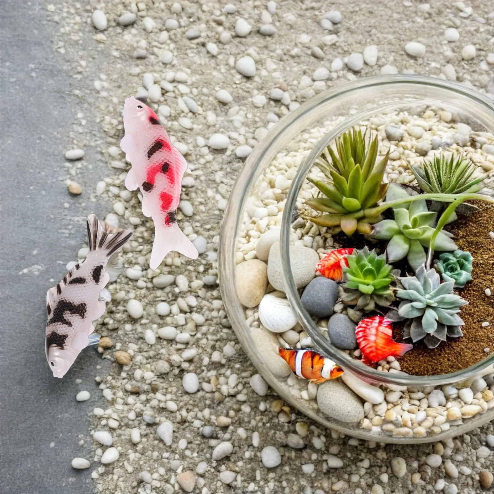 4pcs Mini Koi Fish Decor – Vibrant Fade-Resistant Aquarium & Desk Accessories for Living Room, Office, Study