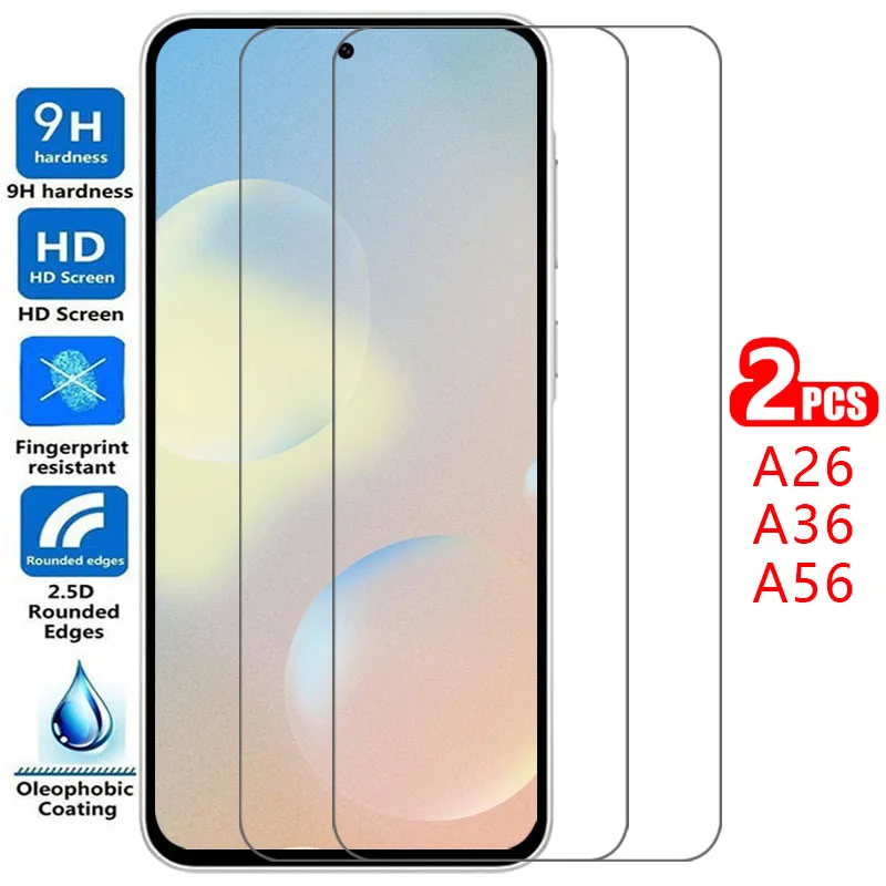 Capa para celular Samsung Galaxy A26 A36 A56 5G, vidro temperado, A 26 36 56 26A 36A 56A 5G A265G A365G A565G, capa traseira 360 Samsung