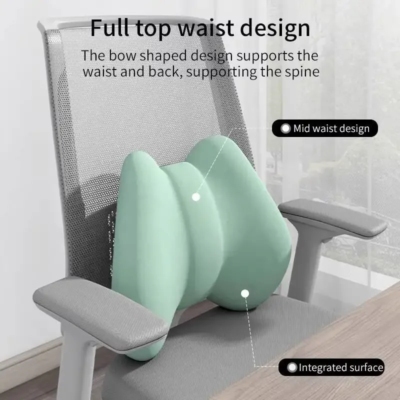 Rebound Cushion Memory Foam Lumbar Support Pillow Office Chair Back Cushion Waist Back Support Orthopedic Ergonomic Relief Hip