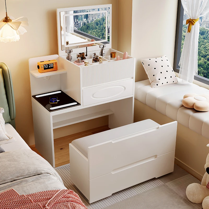 New Dressing Table, Bedside Table, Simple Modern Dressing Table, Smart Storage Cabinet, Wireless Charging, Light-emitting