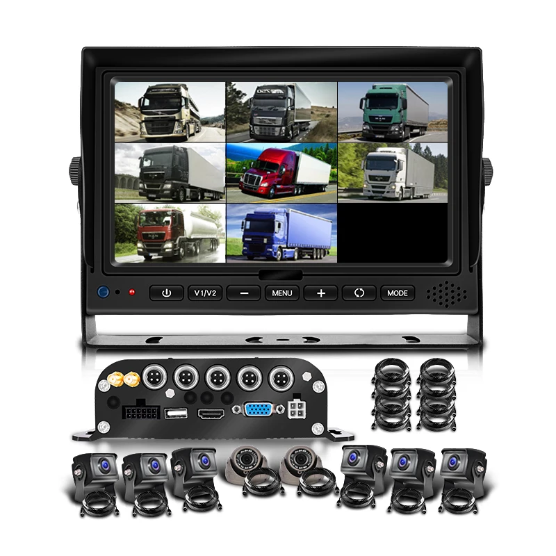 7 Inch CCTV Surveillance Kit 8 Channel Bus Car Taxi Truck 128G SD Card Mdvr Security Cameras System