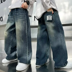 Teenage Baby Boys Clothes Jeans Spring Autumn Kids Casual Jeans for Big Boy Child Fashion Vintage Trousers Cotton Sweatpants 