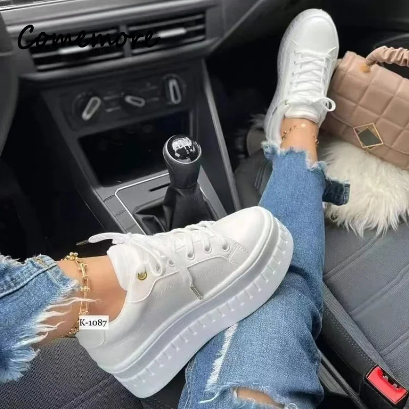 

Comemore Platform White Shoes Woman Sneakers Fashion Ladies Trainers Baskets Femme Casual Chunky Sneaker Woman Footwear Size 43