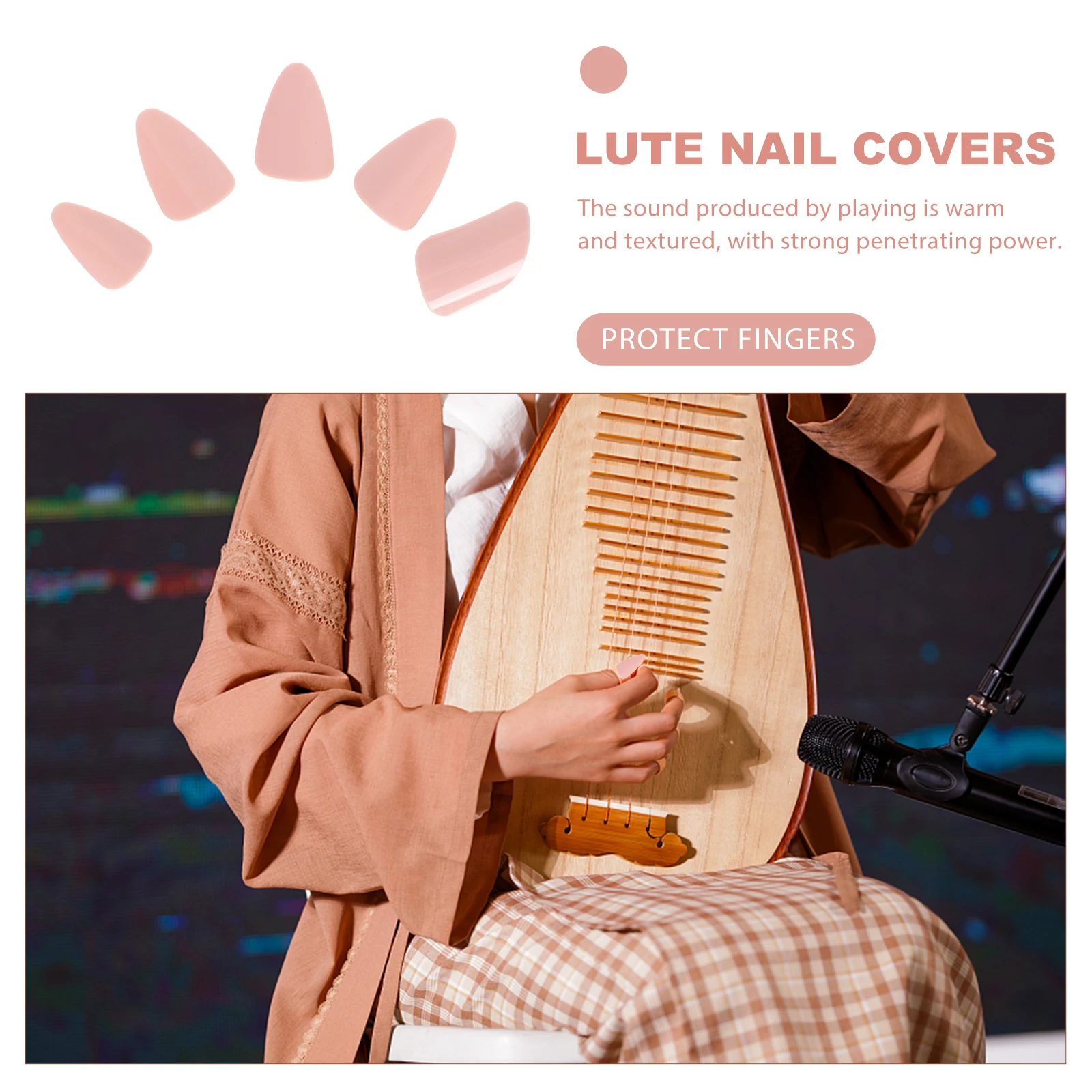 

Pipa Nylon Nails Lute Fake Musical Instrument Pink Guzheng Accessories Child Moderate Softness Hardness Easy Clean Maintain Warm