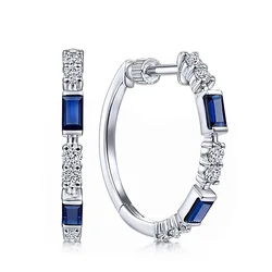 2026 Delicate Small Round Hoop Earrings Women Blue Crystal Zircon Elegant Lady Accessories Party Birthday Gift Fashion Jewelry