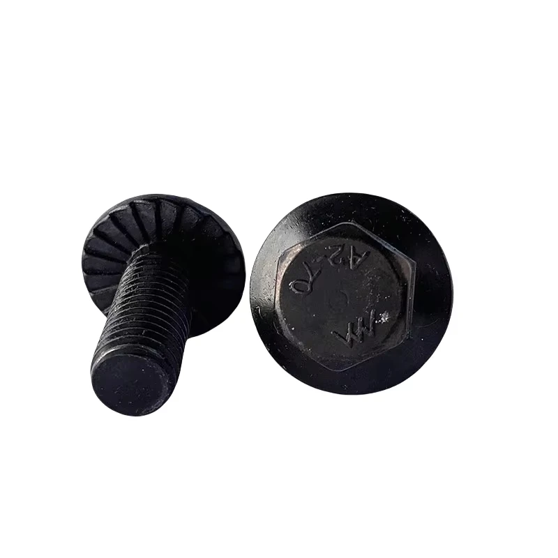 SS Black Stainless Steel Hex Flange Bolt M6 M8 304 Grade Anti-Scratch Serrated Flange Metric Thread for Car Motorcycle Scooter