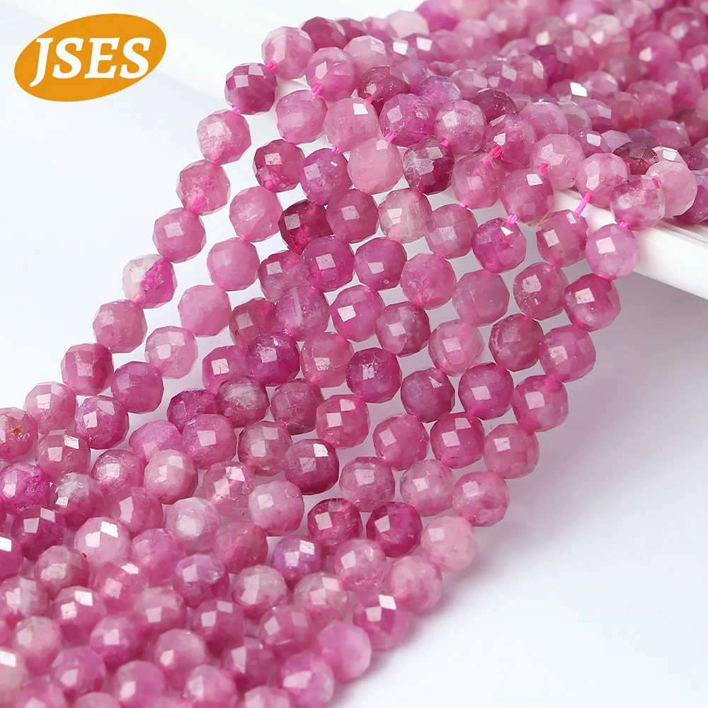 

JSES Natural Pink Tourmaline Faceted Beads 2.5MM 4.5MM Loose Stone Small Tiny Seed Beads For Jewelry Making DIY Bracelet Charms