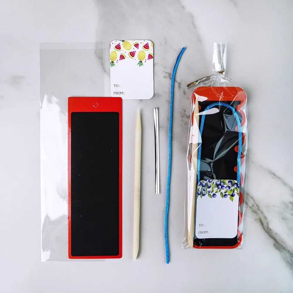 6가지 스타일의 마법 색상 스크래치 북마크 공예 키트 48세트, 무지개 스크래치 페이퍼 어린이 미술 세트, 학생 모임