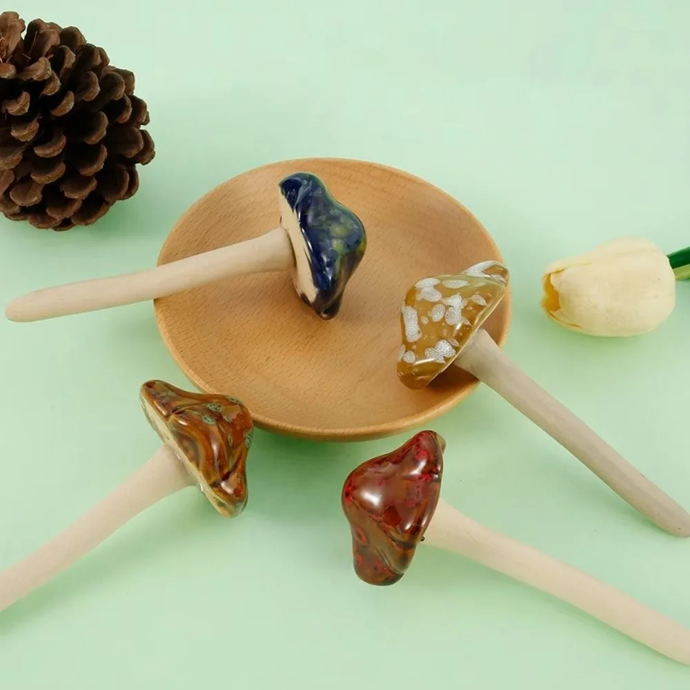 4PCS Garden Statue Mini Mushroom Ornaments Realistic Ceramics Mushroom Sculpture Vintage Colorful Pottery Sculpture Fairy Garden