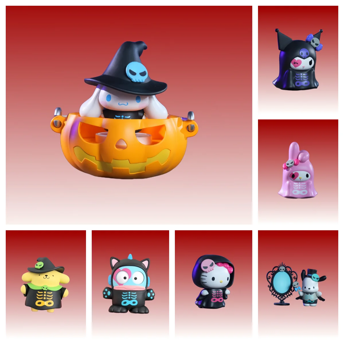 

Sanrio Halloween Mischief Night Blind Box Movable Face Anime Figure Cute Pumpkin Lantern Shape Mystery Surprise Toy Gift