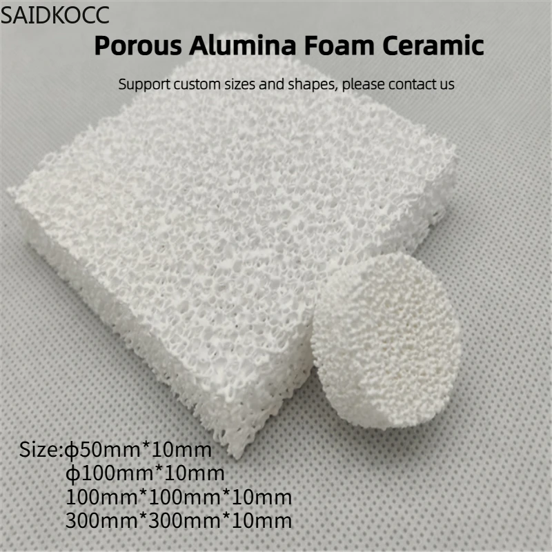 SAIDKOCC Thick 10mm Alumina Ceramic Filter Aperture 10ppi-60ppi Options Porous Foam Ceramic Filter Support Custom Size